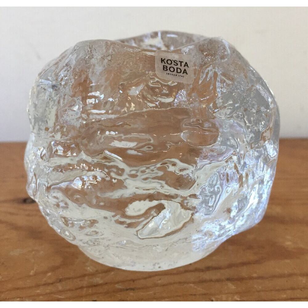 Kosta Boda Sweden Swedish Clear Crystal Snowball Tea Light Votive Candle Holder